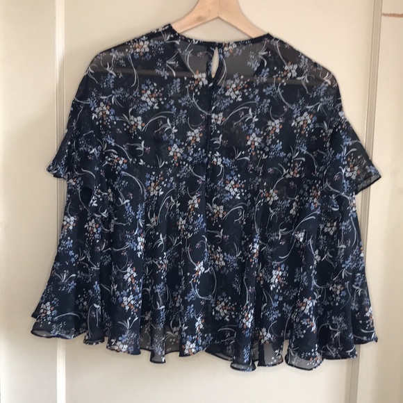Zara semi sheer open back floral top - Picture 4 of 9